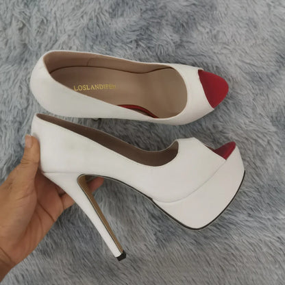 Men's Platform High Heels 14cm Cross-dresser Unisex Drag Queen Sandals Sexy Peep Toe Ankle Strap Stilettos Pumps Party Shoes