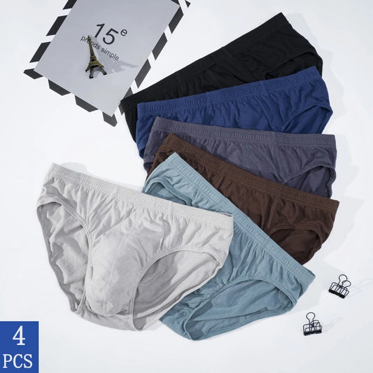 4 Pcs/Lot Men's 100% Cotton Breathable Briefs Comfortable Male Underwear Lingerie Panties Underpants Plue Size Xl -5Xl.