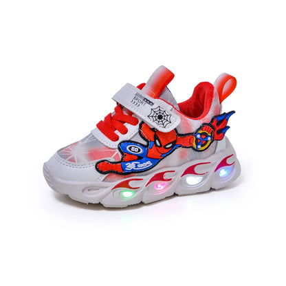 Disney Fashion Spiderman Baby Boys Sneakers Spring/autumn Children's Shoes Lighted Sneaker Trendy Kids Boy Sports Casual Shoes.