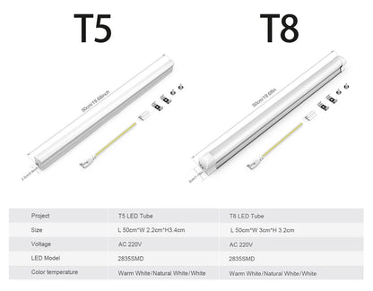 220V T5 15W/T8 25W LED Tube Aluminum Bar Hight Brightness Energy-Saving Fluorescent Tubes For Hotel Mall Cafe Office Lighting.