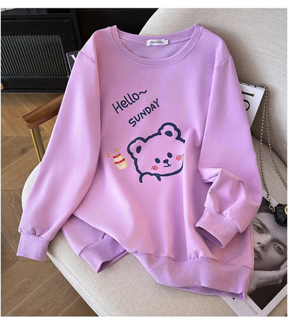 170 kg Plus Größe Damen Büste 170 Frühling Herbst Lose Langarm Cartoon Print Pullover Sweatshirts 4XL 5XL 6XL 7XL 8XL 9XL.