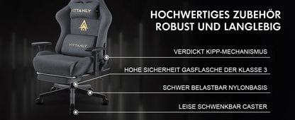 Gaming-Stuhl, Bürostuhl, atmungsaktiver Wildlederstoff, Spielstuhl mit Fußstütze, Fußstütze, Stuhl, Kopfstütze, groß, hoch, ergonomischer Spielstuhl