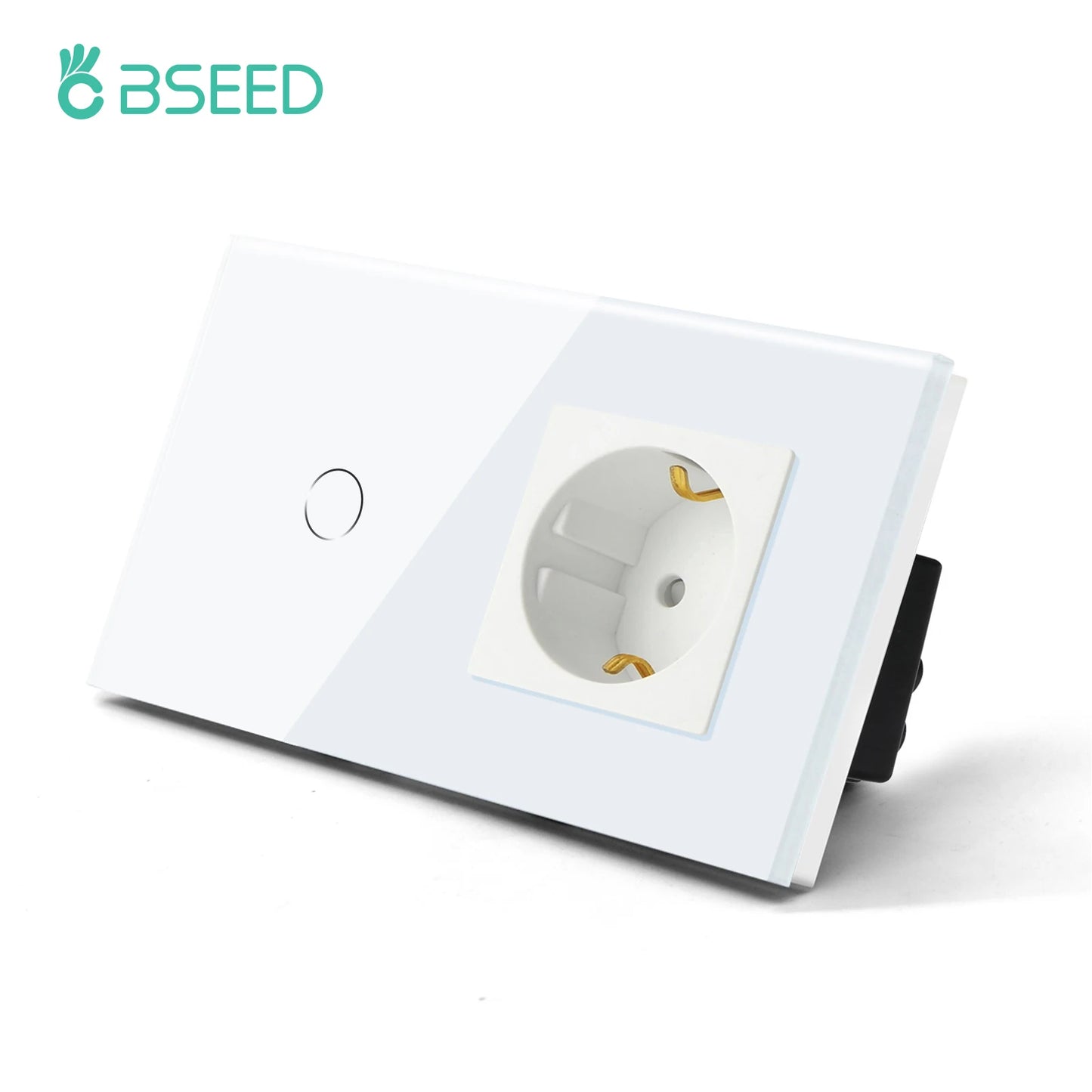 BSEED 1/2/3Gang Touch Licht Schalter 1Way Einfache Sensor Schalter Typ-c USB Steckdosen EU Standard glas Panel Blaue Hintergrundbeleuchtung 10A Weiß