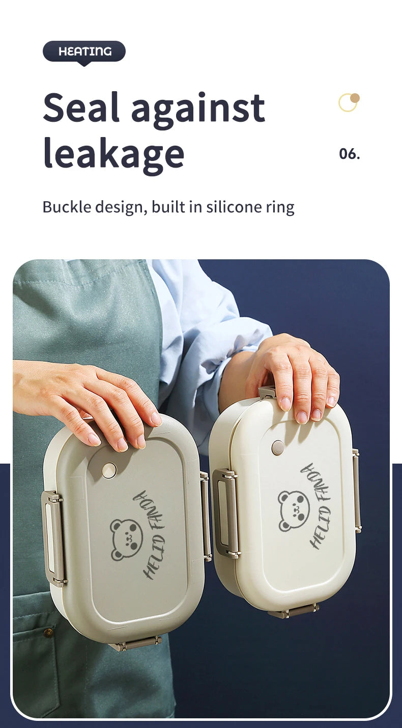 WORTHBUY Portable Plastic Bento Lunch Box With 3 Removable Compartment Leak-proof Microwave Salad Food Container For Kids School.