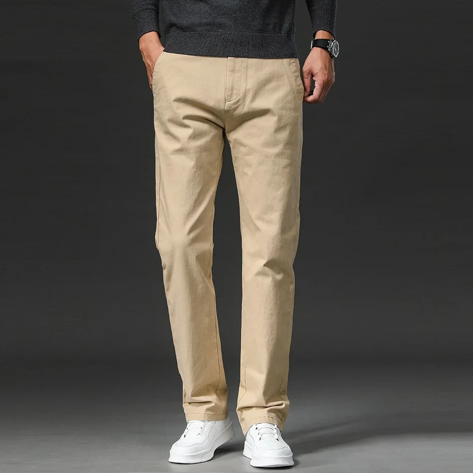 New in Spring Casual Pants Men Straight Fit Cotton Stretch Chino Trouser Male Formal Work Business Dress Khaki Fashion Regular.