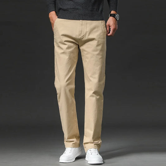 New in Spring Casual Pants Men Straight Fit Cotton Stretch Chino Trouser Male Formal Work Business Dress Khaki Fashion Regular.