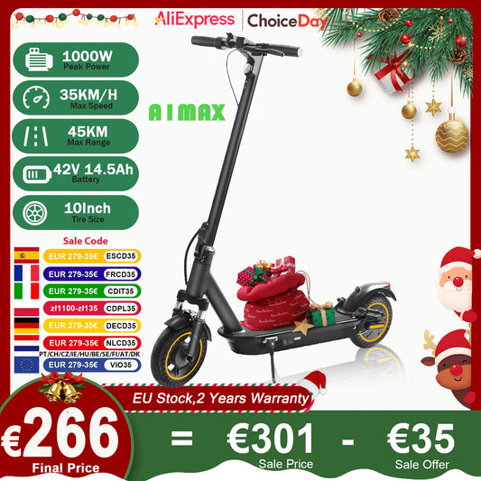 A1MAX Electric Scooter 500W Powerful Motor 35KM/H 45KM 42V14.5AH Battery 10Inch Pneumatic Tyres Smart Foldable EScooter.