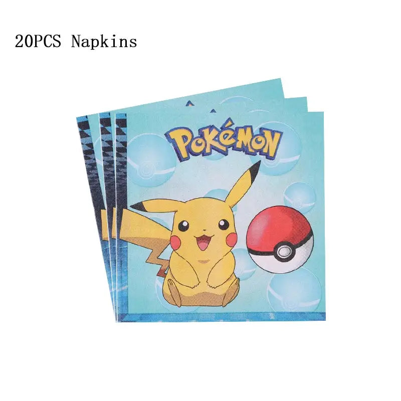 Pokemon Thema Geburtstag Party Dekoration Lieferungen Cartoon Pokemon Gehen Geschirr Tassen Teller Pikachu Ballon Für Baby Dusche Gefälligkeiten.