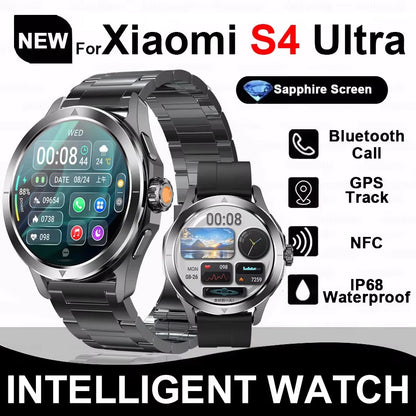 New For Xiaomi S4 Ultra Outdoor Sports Smart Watch Men 1.53 inch AMOLED NFC GPS Compass Heart rate Waterproof BT Call Smartwatch.