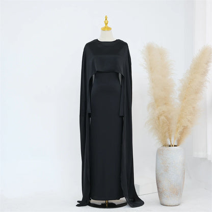 Ramadan Satin 2 Piece Abaya Modest Muslim Sets Kebaya African Dresses For Women Robe Femme Musulmane Caftan Marocain Vestidos
