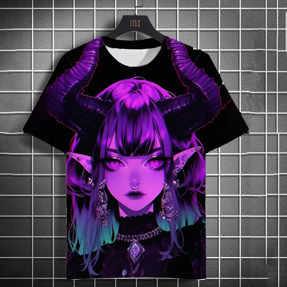 Men's Fashion Street 3D Anime Printed Short Sleeve T-Shirt Men's Modern Urban Streetwear Round Neck Casual Short Sleeve.