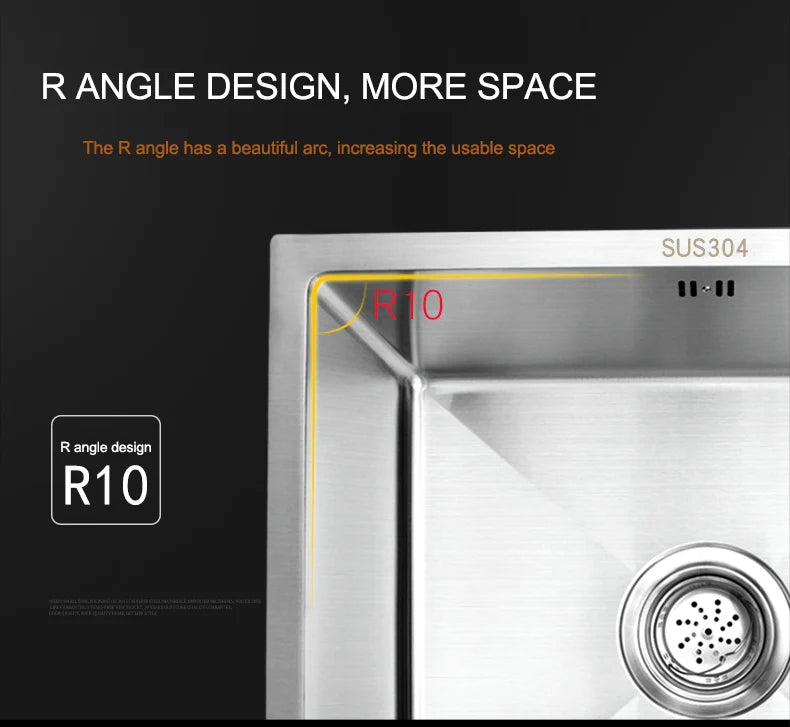 304 Stainless Steel Kitchen Sink Multiple Size Single Bowl Undermount Basin For Kitchen Fixture Improvement With Drainage