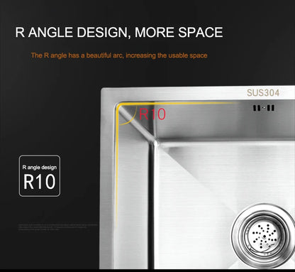 304 Stainless Steel Kitchen Sink Multiple Size Single Bowl Undermount Basin For Kitchen Fixture Improvement With Drainage