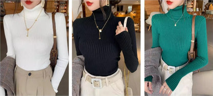 2025, Basis Pullover Herbst Winter Dicken Rollkragenpullover Beiläufige Dünne Gestrickte Pullover Koreanischen Stil Einfache Basis Schicht Warme Tops.
