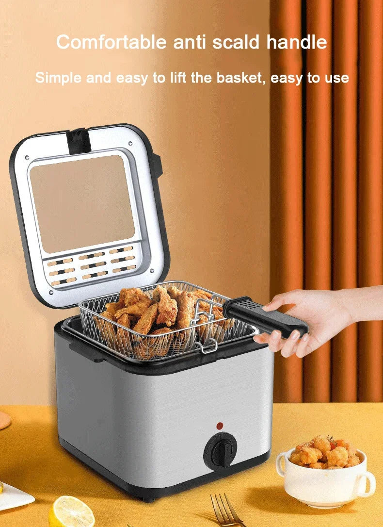 2.5L Electric Deep Fryer Large Capacity Oil Oven Countertop Commercial Fryer for Street Vendors Fried Chicken Fries Pot EU/US.