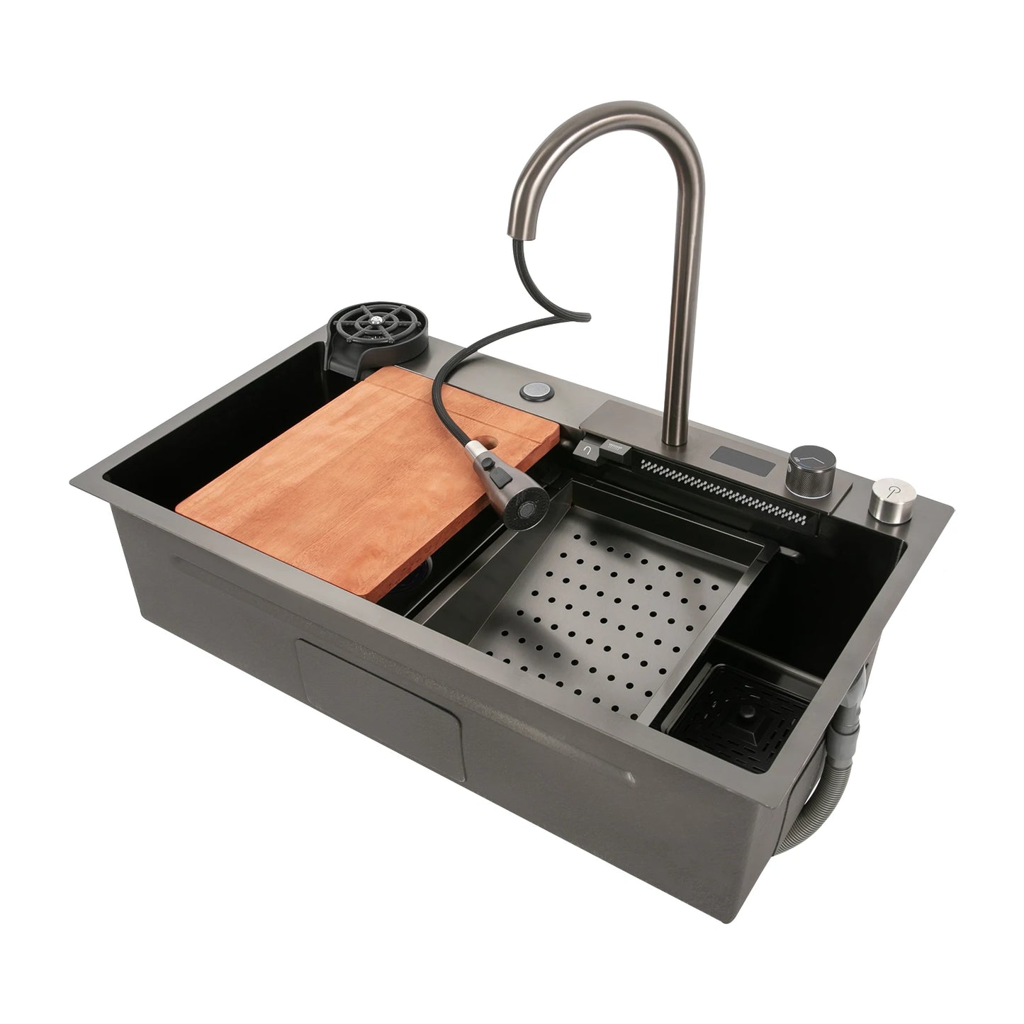 80 * 46 * 20 cm Edelstahlspüle 201 Nano-Galvanikprozess Dreifach 60 cm Rohrlänge 13 kg Bruttogewicht-Küchenspüle-Set