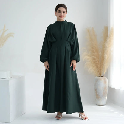 Elegant Muslim Dress Ramadan Pleated Abaya for Women Slim Waist Long Dress Islamic Clothing Muslim Eid Party Dresses Hijab Robe