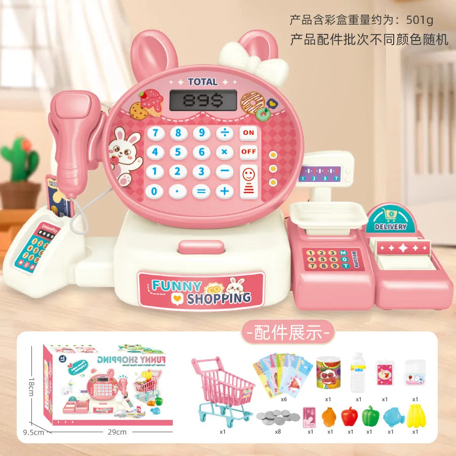Children's Play Home Simulation Supermarket Cashier Cartoon Frog Shopping Computer with Sound Effects Girl Toys.