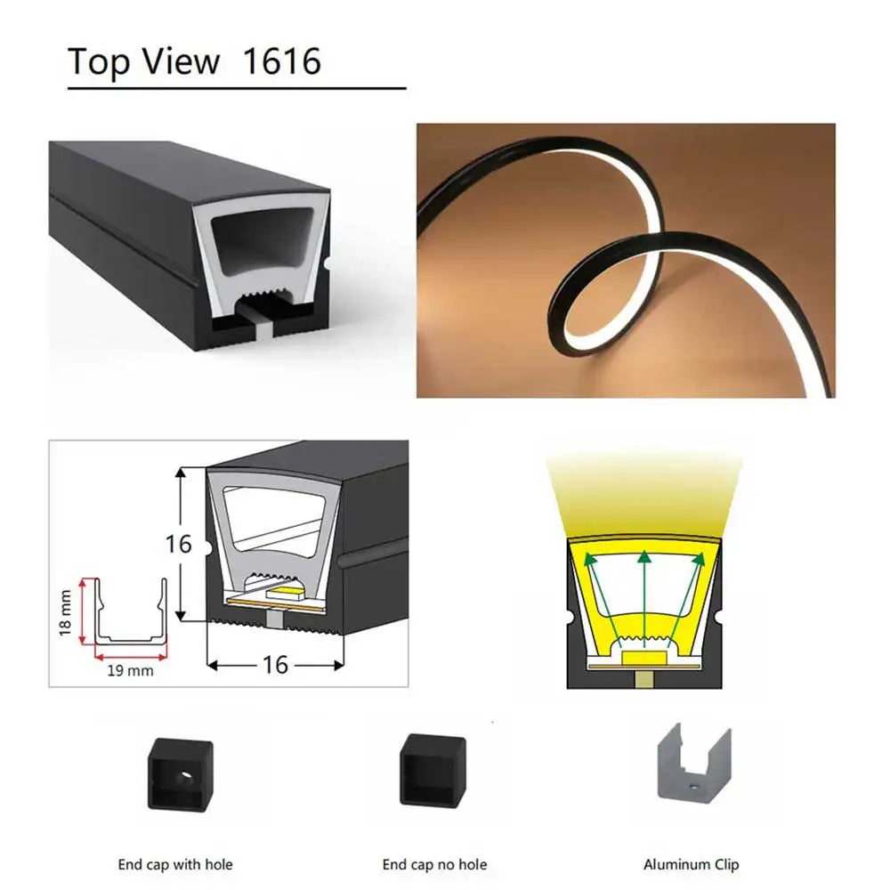 Black Led Neon Silica Gel Tube Diffuser Soft Rope Tube IP67 Waterproof For WS2812B SK6812 WS2811 5050 RGB Flexible Strip Light