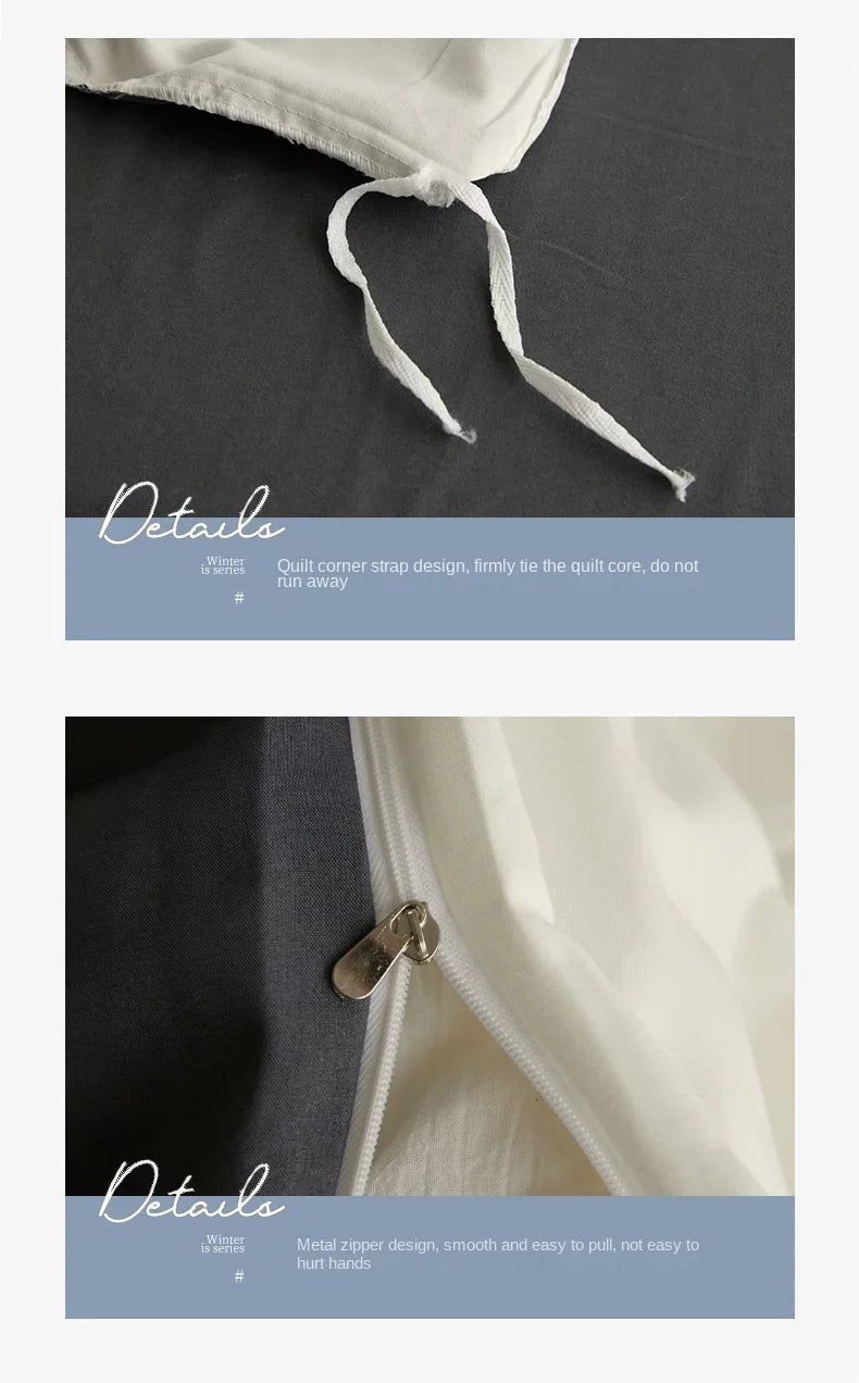 High Quality Solid Color Double Washed Cotton Bedding 4 Pieces Set Student Dormitory Bed Linen Duvet Set Bed Suit.