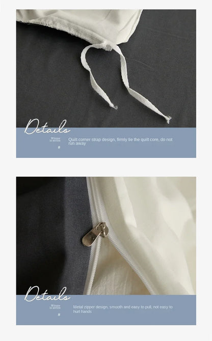 High Quality Solid Color Double Washed Cotton Bedding 4 Pieces Set Student Dormitory Bed Linen Duvet Set Bed Suit.