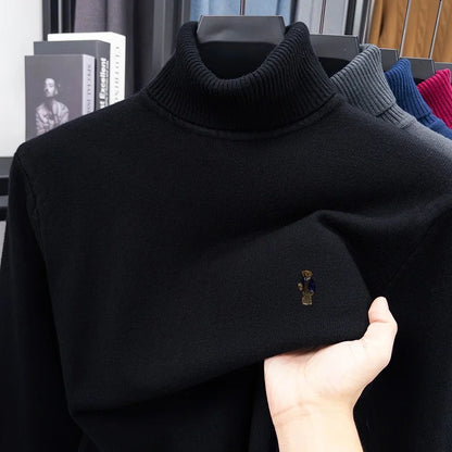 Designer Original Men's Turtleneck Knit Sweater High Neck Pullover Soft Warm Thick Anti-Pilling Casual Business Autumn Winter.