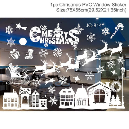 2025 Merry Christmas Wall Sticker Window Glass Merry Christmas Decor for Home Living Room Wall Decor 2026 Happy New Year Sticker