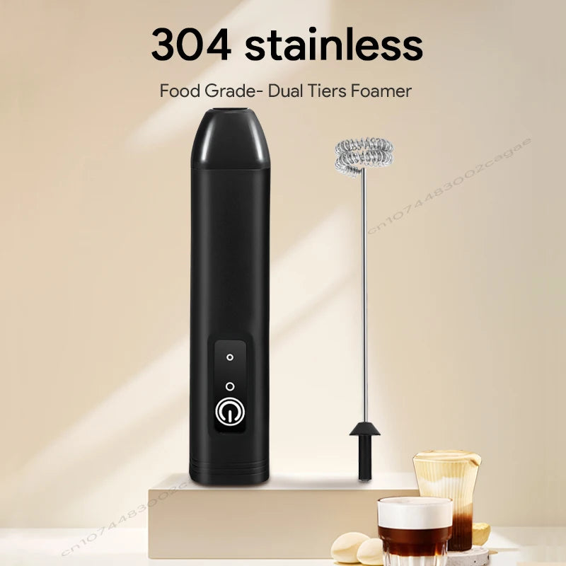 Electric Milk Frother USB Rechargeable Handheld Egg Beater 3 Speeds Foam Maker Mixer Coffee Drink Frothing Wand Foamer Kitchen.