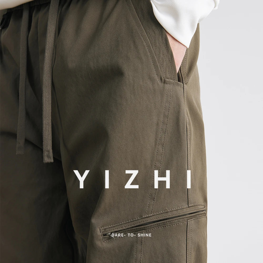 Men's American Overalls Spring and Autumn 2025 New Slim Scimitar Pants All-match Drawstring Casual Pants Wide-leg Pants.