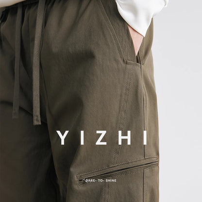 Men's American Overalls Spring and Autumn 2025 New Slim Scimitar Pants All-match Drawstring Casual Pants Wide-leg Pants.