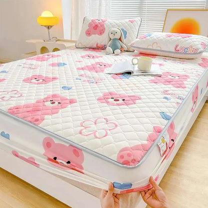 Quilted Mattress Cover 150x200cm - Thick Skin-Friendly Fitted Sheet, 매트리스커버 Breathable Bed Covers (Pillowcase Sold Separately)