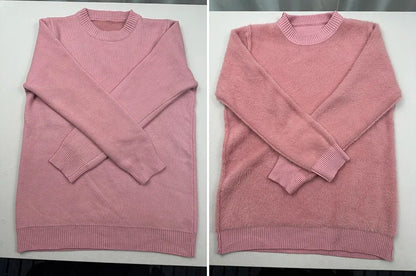 Rosa Pullover Frauen Winter Dicke Warme Stricken Pullover Schlank Plüsch Samt Gefüttert Strickwaren Jumper Langarm Tops Oansatz Poleras Mujer.