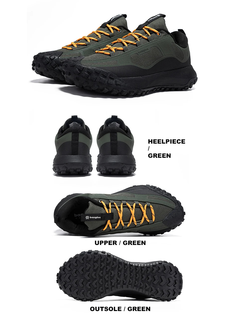 Baasploa Wanderschuhe Herren Outdoor Wasserdicht Camping Beständig Rutschfeste Turnschuhe Männlich Lässig Leichte Schnür-Wanderschuhe.