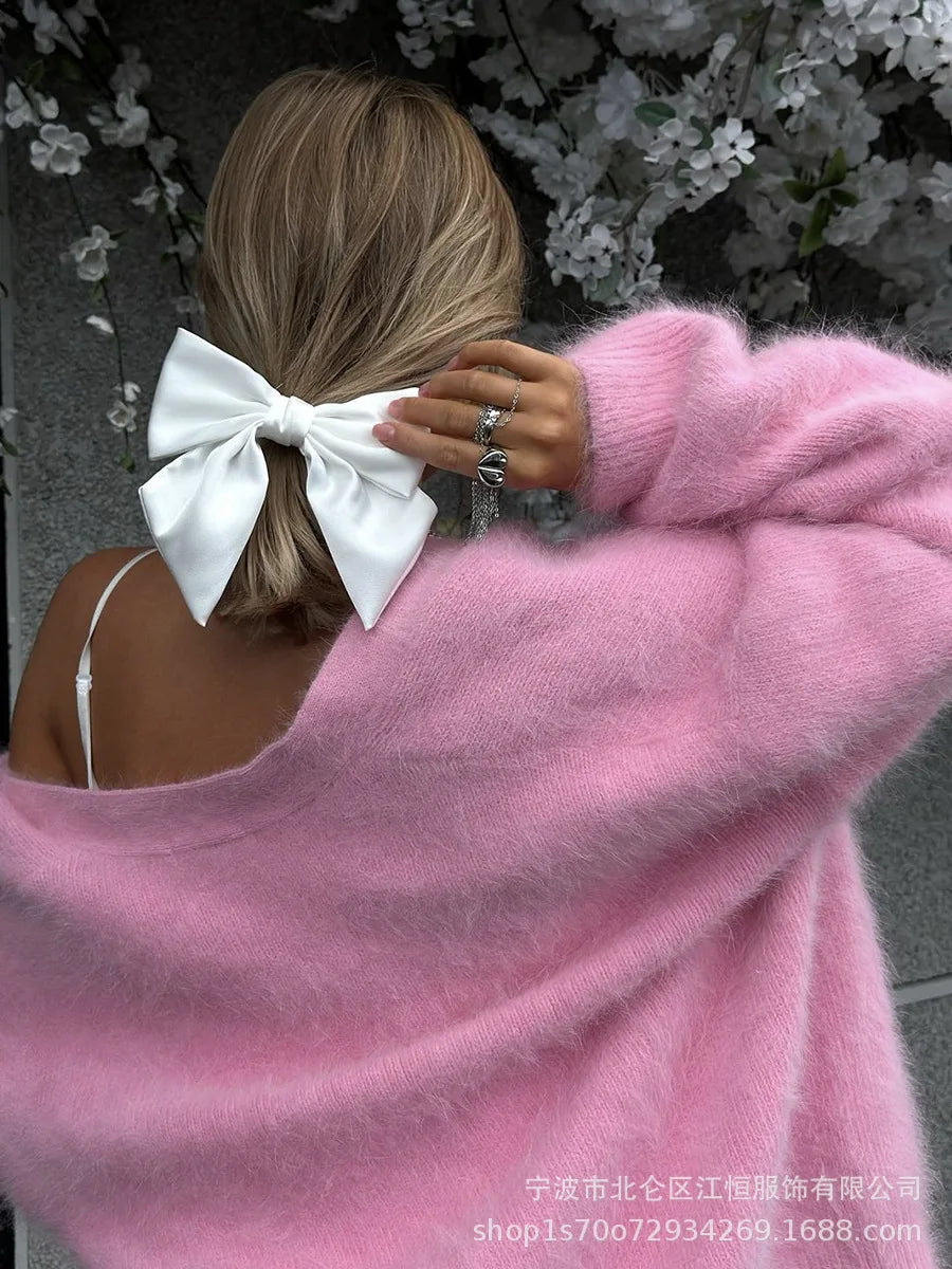 Women New Knitted Thick Cashmere Wool Cardigan Chic V Neck Single Breasted Fashion Long Sleeve Sweater Fall Winter Coat Outwear