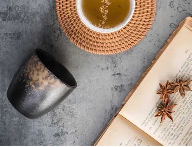 Japanese Ceramic TeaCup Stoneware Mug Soup Cup for Tea Ceremony Minimalist Style Hotel Home Decoration Heat-resistant Thickened.