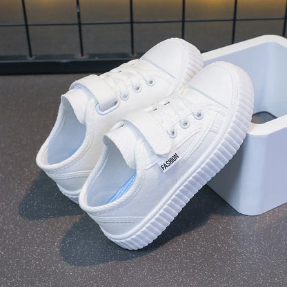 Children's Canvas Shoes 2025 Summer New Students White Shoes Boys Sports Shoes Girls Breathable Casual Shoes Children's Shoes.
