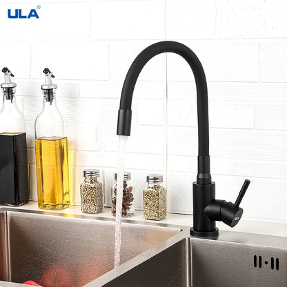 ULA Gold Kitchen Faucet Stainless Steel Flexible Spout Kitchen Sink Faucet Hot Cold Water Sink Mixer Tap 360 Degree Rotate Crane