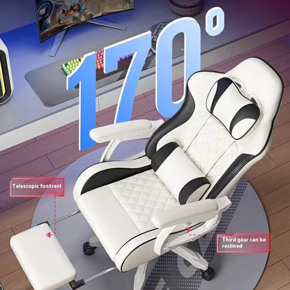 Gaming-Stuhl im Racing-Stil, drehbarer Bürostuhl, 8 cm dickes Latexkissen, verstellbarer Computersitz aus 135 Grad PU-Leder