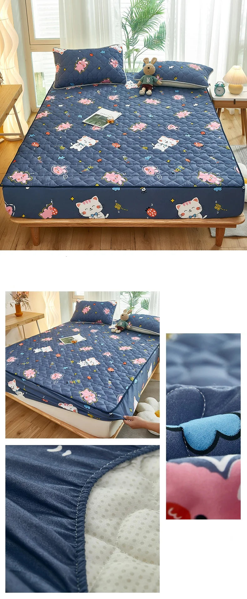 Printed Bedspread Bed 90/120/150/180cm Cover Thicken Bed Linen Sheets fundas de colchón Non-slip Mattress Covers (No Pillowcase).