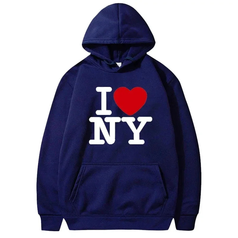 I Love New York Pritned Hoodies Women's Fashion Casual Hooded Pullover Street Hip Hop Clothing.