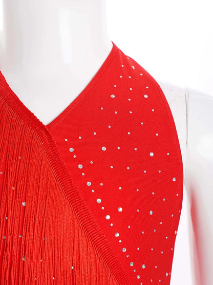 Kinder Mädchen Latin Dance Kleid Fransen Quaste Latin Dance Trikot Kostüm Ballsaal Sumba Cha-cha Tango Bühne Leistung Dancewear.
