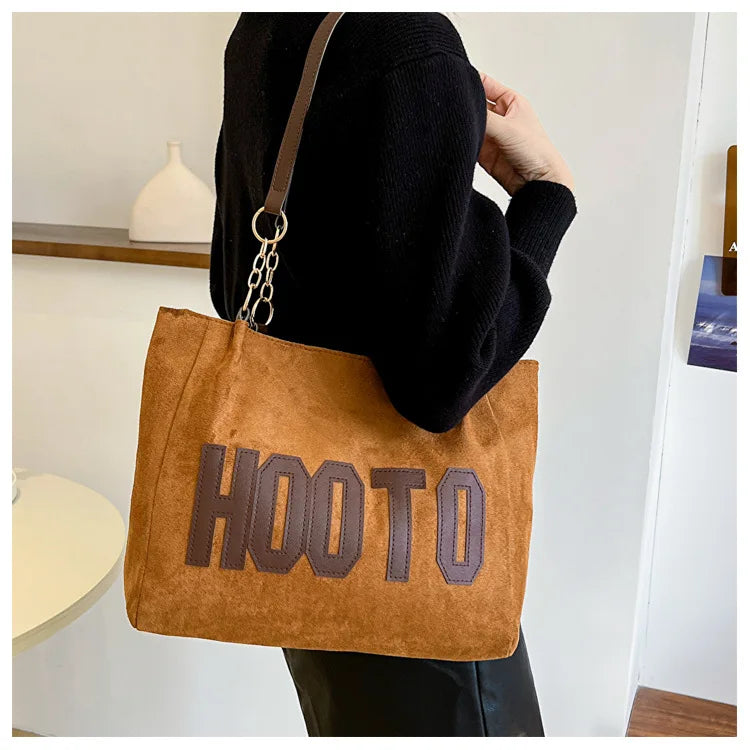 Solid Color Shoulder Bag, Trendy Letters Tote Bag, Canvas Campus Handbag for Women, Office,College,Work,Travel Hand Bags Bolsa