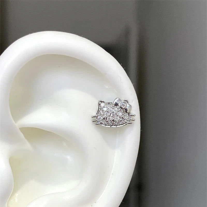 1PCS Pink Zircon Cross 316L Stainless Steel Annular Ear Bone Nail New Fashion U-shaped Earrings for Women Y2K Punk Jewelry