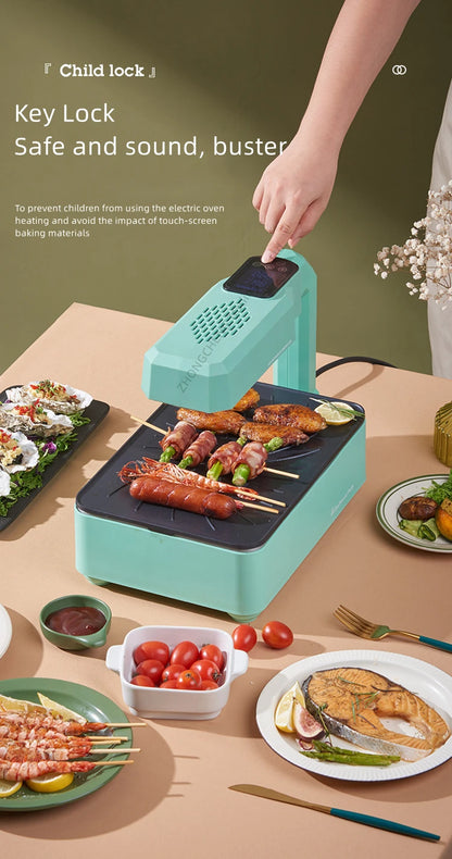 Intelligent electric baking tray indoor domestic barbecue oven infrared barbecue machine smoke-free electric barbecue oven.