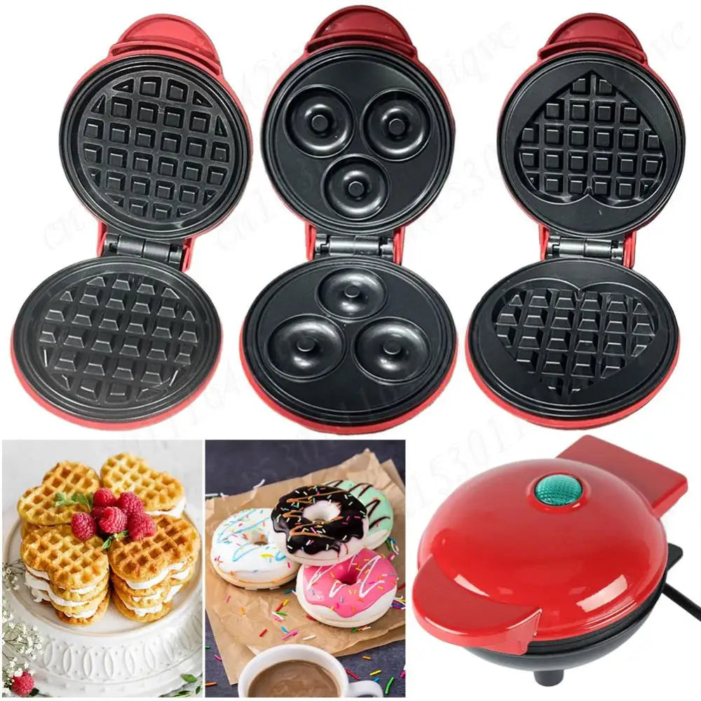 Sandwich Cake Baking Tray Mini Waffle Maker Nonstick Household Breakfast Electric Baking Pan Eggette Mini Waffle Biscuit Machine.
