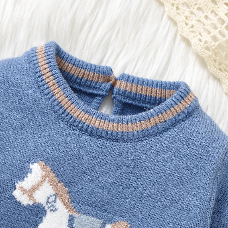 Baby Strampler Blau Langarm Stricken Neugeborenen Jungen Overalls Playsuits Herbst Winter Infant Unisex Outfits Ein Stück Kinder Kostüme.