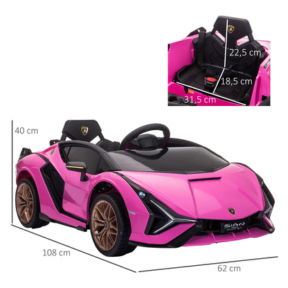 Homcom Lamborghini Sian 12V Electric Car for Children +3 Years Remote Control Door Opening Music Mp3 108X62X40 cm.