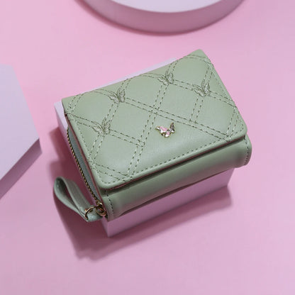 Ladies Large Capacity Butterfly Embroidery Clutch Wallet Tri-Fold Multi-Card Slot Zipper Coin Purse Fashionable Handbag.