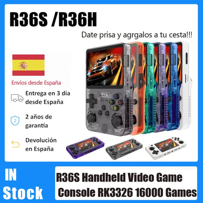 R36S /R36H Retro Handheld Video Game Console Linux System 3.5 Inch IPS Screen Portable Pocket Video Player R35S 64GB 15000 Games.