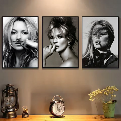 Kate Moss Fashion Modern Art Poster HD art sticky wall waterproof home living room bedroom bar aesthetic decoration.